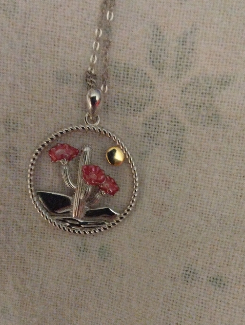 Silver Tree of Life Pendant Necklace with Red Accents